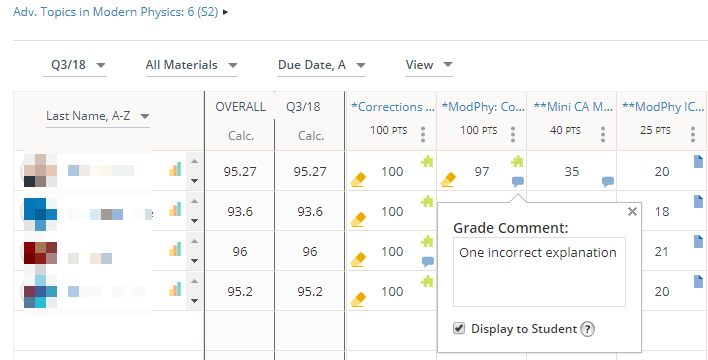 Grading screenshot
